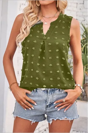 Azura Exchange Dames Delicaat Sierlijk V-Hals Mouwloos T-Shirt in