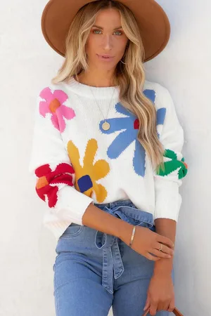 Azura Exchange Vrouwen Bloemige Breiselsweater