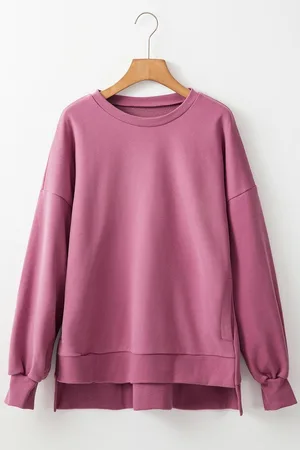 Azura Exchange Valeriaan Solide Fleece Gevoerde Drop Shoulder High Low Sweatshirt