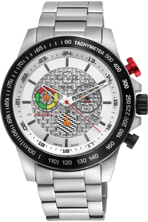 GV2 by Gevril Mannen Scuderia Witte Wijzerplaat Zwitserse Kwarts Chronograaf Datum Horloge