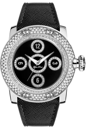 Glam Rock : Miami Lady SM roestvrij staal met diamanten Echte saffiano leer .