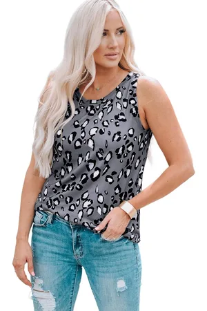Azura Exchange Dames Leopardenprint Crew Neck Tanktop in