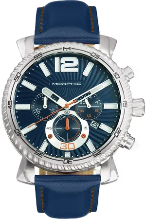 Morphic M89-serie chronograaf horloge met leren band met datum