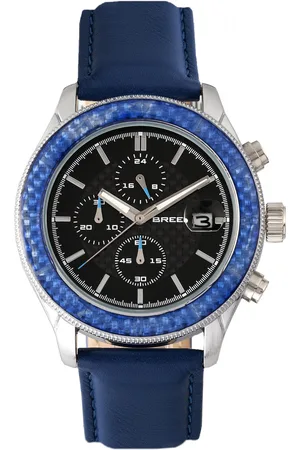 Breed Maverick chronograaf horloge met leren band en datum