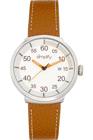 Simplify Vereenvoudig het 7100 horloge met leren bandje met datum