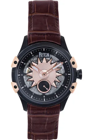 Reign Solstice Automatisch semi-skelet horloge - donkerbruin/roségoud