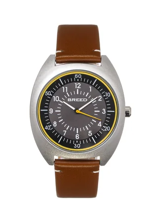 Breed Victor horloge met leren band