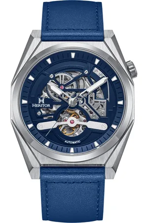 heritor automatic Amadeus semi-skelet lederen bandhorloge