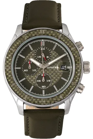 Breed Maverick chronograaf horloge met leren band en datum