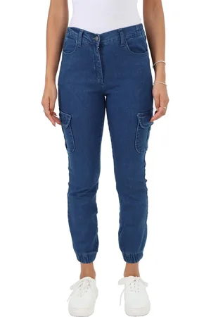 MYT Damesjeans met elastische taille en zelfboeien in
