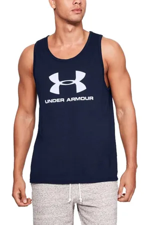 Under Armour Heren Sportstyle Logo Wicking Fitness tanktop in blauw