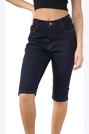 MYT Magic Shaping denim shorts met hoge taille, indigo voor dames