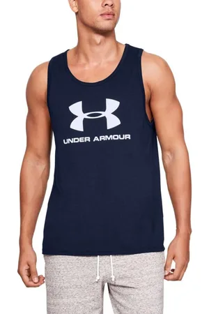 Under Armour Heren Sportstyle Logo Wicking Fitness tanktop in blauw