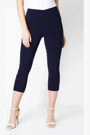 M&Co Crop-stretchbroek voor dames in marineblauw