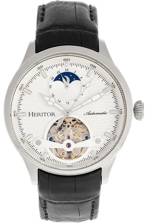 heritor automatic Heritor automatisch Gregory semi-skelet lederen band horloge