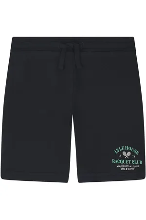 Lyle & Scott Lyle And Scott Juniors Racquet Club Graphic Sweat Shorts voor jongens in marineblauw