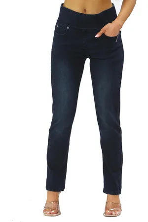 MYT Damesjeans met elastische taille en buikcontrole in donkerblauw