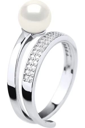 Diadema Ring Rush Verstelbare Ronde Zoetwater Parel sieraden 7-8mm White 925