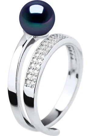 Diadema Ring Rush Verstelbare Ronde Zoetwater Parel sieraden 7-8mm Black 925