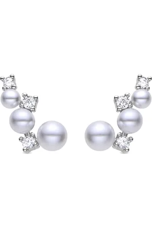 Luxenter 925 Sterling zilveren oorbellen met gerhodineerde witte parel - Linpi