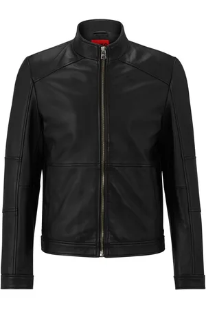 HUGO BOSS Heren Lokis Leren Bikerjas met rits in