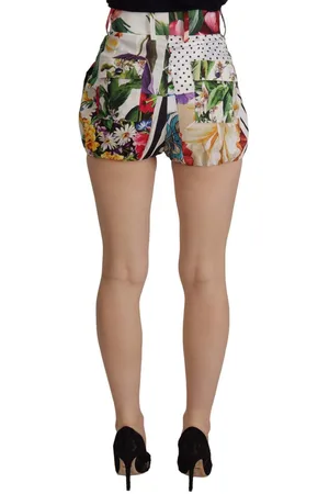 Dolce & Gabbana Floral Patchwork Hoge Getailleerde Zijden Shorts