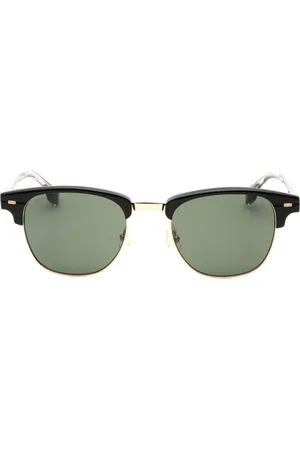 HUGO BOSS Groene lens zwarte detail gouden zonnebril