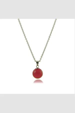 Luxenter Luxeketting, 925 sterling zilver, gele en rode agaat, gerhodineerd