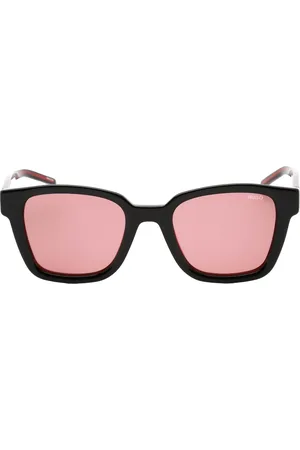 HUGO BOSS Burgundy zwarte zonnebril met rood detail en lens