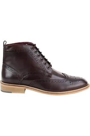 House of Cavani Klassieke Oxford Brogue-enkellaarzen voor heren in leer