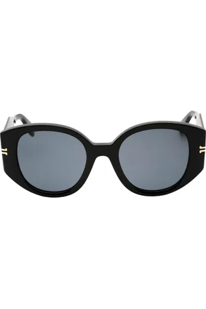 Marc Jacobs Grijze ronde lens zwarte zonnebril