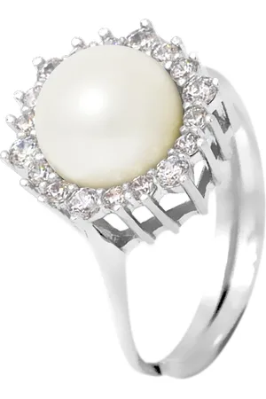 Diadema Witte cultuur parelring 8-9 mm verstelbare zirkoniumoxiden 925