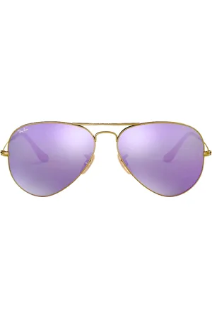 Ray-Ban Aviator Cyclamen Flash Lens gouden zonnebril