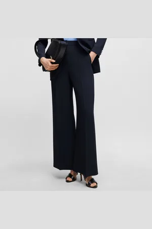 HUGO BOSS Dames Tikela High-Waisted Relaxed-Fit Broek in Donkerblauw