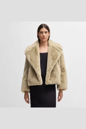 HUGO BOSS Damesjas Curmeta Teddy Stof Cropped in