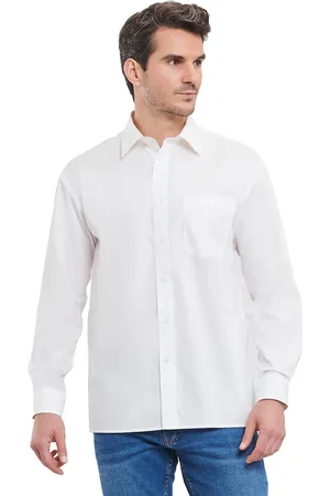 Russell Athletic Russell Collection Heren Poplin Easy-Care overhemd met lange mouwen