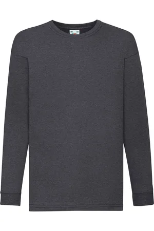 Fruit Of The Loom Kinder/Kids Valueweight Heather T-shirt met lange mouwen (Donkere Heide Grijs)
