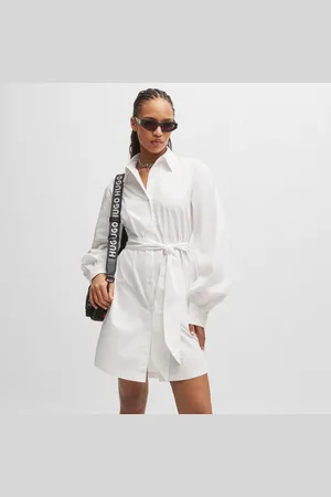 HUGO BOSS Dames Kaisanna Relaxed-Fit Overhemdjurk in