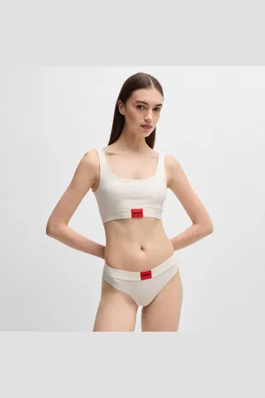HUGO BOSS Dames Red Logo Label Stretch Katoenen Bralette in