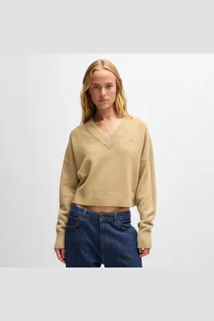 HUGO BOSS Dames Sester_B Relaxed-Fit Cropped Sweater in
