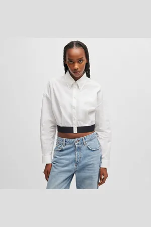 HUGO BOSS Witte Evesia Relaxed-Fit Blouse voor dames