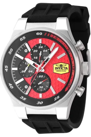 Invicta Racing 47739 Heren Horloge - Quartz Uurwerk - Roestvrij Staal met rode Wijzerplaat - 44mm