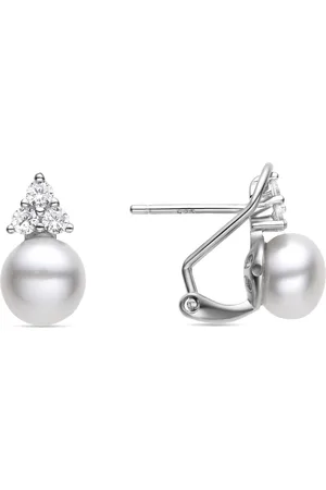 Luxenter Sterling zilveren 925 oorbellen met gerhodineerde witte parel - Aila