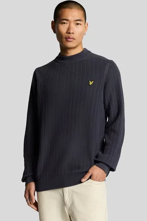 Lyle & Scott Effen marineblauwe nachttrui met geribbelde halslijn