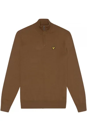 Lyle & Scott Effen katoenen Merino trui met kwartrits en wilde netel