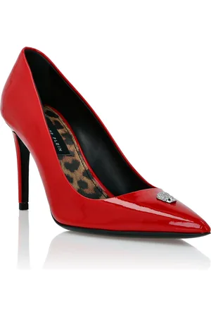 Philipp Plein Patent Leather Decollete Mid Heels Skull Strass