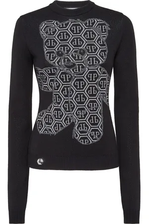 Philipp Plein Pullover Round Neck Sexy Pure Strass Teddy Bear