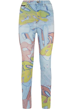 Philipp Plein Super Hoge Taille Jegging Bombing Graffiti