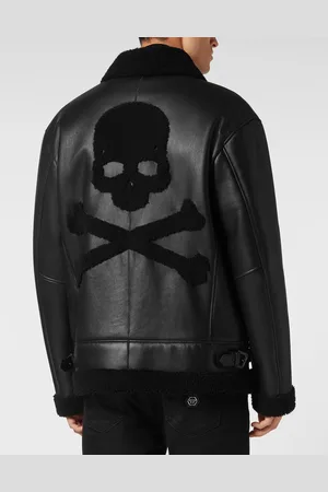 Philipp Plein Leren Jas Skull&Bones