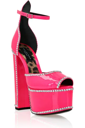 Philipp Plein Patent Leather Platform Sandals Hi-Heels